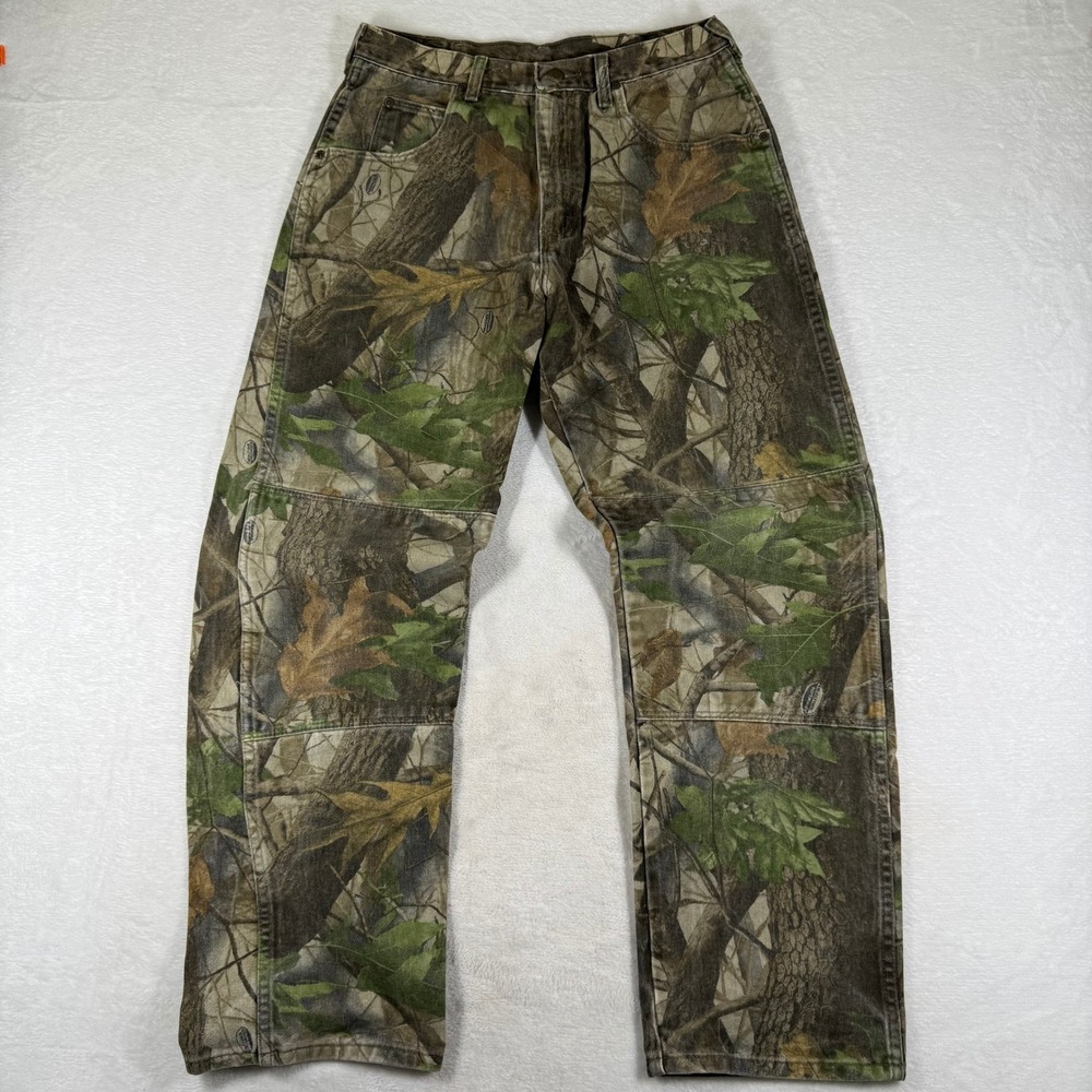 Wrangler 97GR1HG Camo Double Knee Work Pants Mens 32x32 Real Tree Hunting Green
